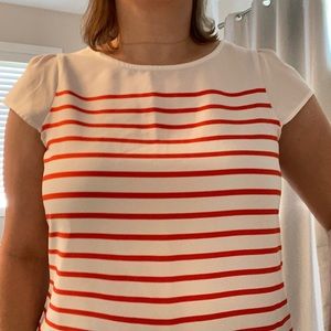 Loft Brand - Cap-sleeve white and orange top